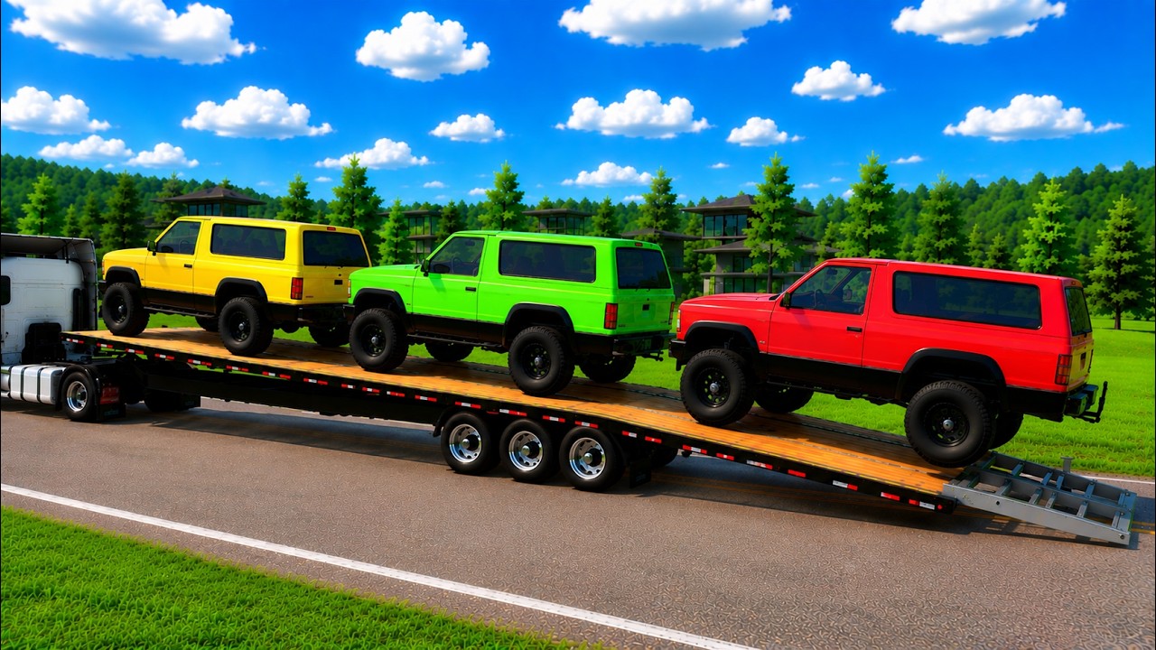 Flatbed Truck McQueen | Color Change Cars Transportation #11  - BeamNG.Drive