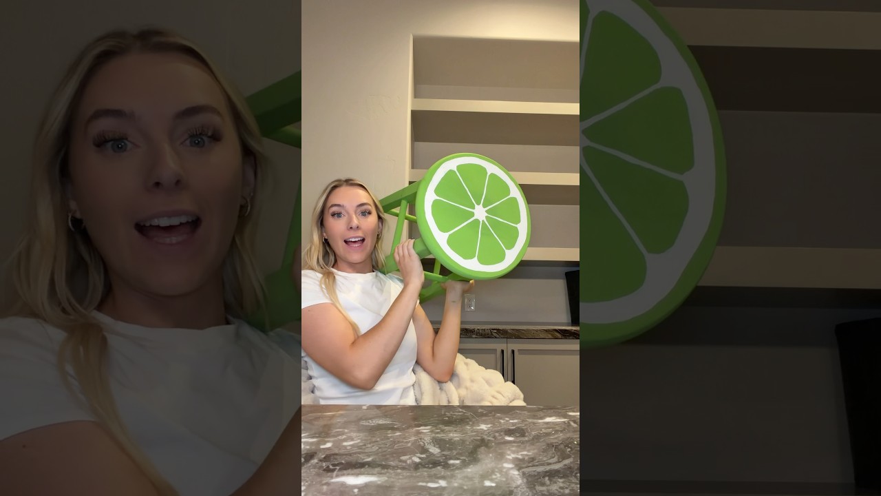 I love my garbage citrus collection 🤪🍋💚 #DIY #craft #painting a stool from the trash like a lime